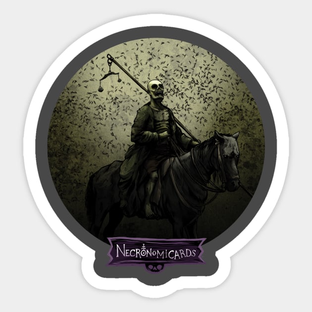 NecronomiCards - The Four Horsemen - Famine Sticker by andyhuntdesigns